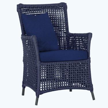 Imagem de Poltrona Igapó Alumínio Pintura Preta Corda Náutica E10 Azul