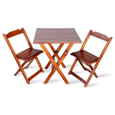 Imagem de Jogo De Mesa Em Madeira Com 2 Caderias Dobravel 70x70 Imbuia Cor: Marrom