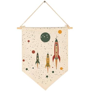 Imagem de Quarto de bebê acima do berço, decoração de porta de quarto de bebê, chuveiro, presente de aniversário de Natal para meninos e meninas e adolescentes - bandeira pendurada em tela bandeira flâmula