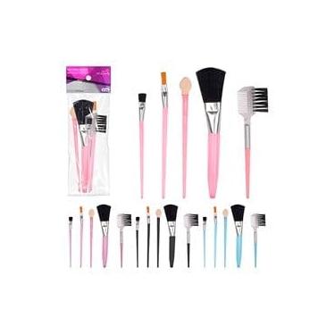 Imagem de Kit de Pincéis de Maquiagem Portátil, 5 Peças para Bolsa, Conjunto de Pincéis Essenciais para Aplicação de Cosméticos