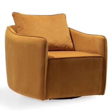 Imagem de MELAGIO Wiley Cadeira giratória com destaque estofado em tecido de desempenho giratório de 360 graus cadeira lateral sala de estar quarto restaurante cafeteria totalmente montada