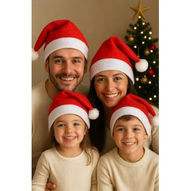 Imagem de Gorro De Natal De Papai Noel Pelúcia Veludo Adulto (2 unidade infantil)