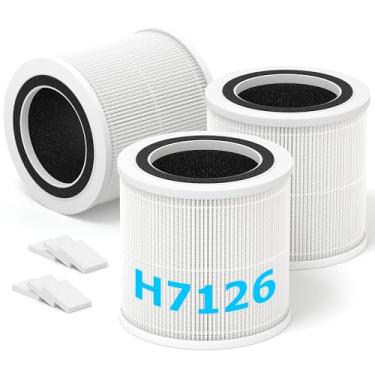Imagem de Pacote com 3 filtros de substituição H7126 para mini purificador de ar GoveeLife H7126, filtro HEPA verdadeiro H7126-RF H13 3 em 1 com carvão ativado e 6 almofadas aromáticas