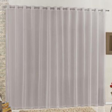 Imagem de Cortina 2 Mts Sala Quarto Voal E Linho Para Trilho Comum Barata Cinza