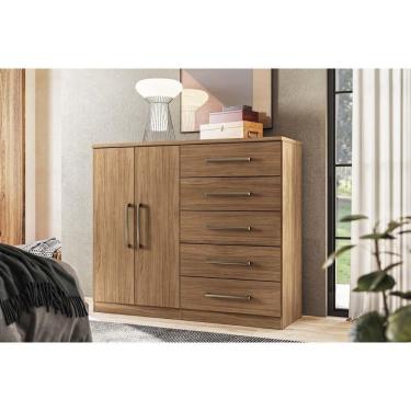 Imagem de Cômoda Casal Malaga 2.5 2 Portas E 5 Gavetas Jatoba - Santos Andirá