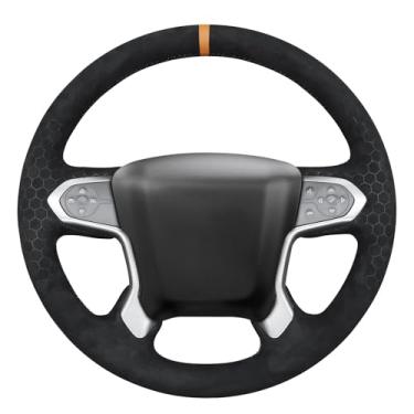 Imagem de MEWANT Capa de volante com costura DIY para Chevrolet Silverado 1500 2014-2018/Suburban 2015-2020/Tahoe 2015-2020/Silverado (2500/3500)/Silverado (4500HD/5500HD/6500HD) 2019-20222