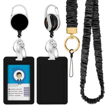 Imagem de Cordões elásticos elásticos para crachás de identificação, chaveiro retrátil resistente com suporte de crachá de identificação para navios de cruzeiro, cartões-chave, enfermeira, professor, equipe de