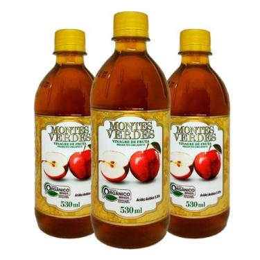Imagem de Kit 3x Vinagre de Maçã Orgânico Zero Açúcar 530ml Montes Verdes