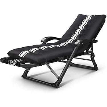 Imagem de Espreguiçadeiras e poltronas de jardim, preto e branco, cama dobrável com almofada, espreguiçadeira, cadeira ajustável para praia, piscina, pátio, jardim, acampamento, c316 (Co