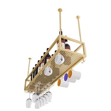 Imagem de Prateleiras de copos de vinho ajustáveis penduradas sob o armário ld Suporte de rack de talheres de teto a céu aberto para prateleiras de armário de cozinha de bar (tamanho: 140 x 25 x 21 cm)
