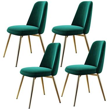 Imagem de Conjunto de cadeiras de jantar de negócios, cadeiras de jantar de escritório, recepção, casa, escritório, conjunto de 4, cadeiras de jantar de cozinha, encosto de veludo dourado macio, processo de
