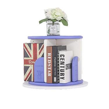 Imagem de Estante rotativa, estante de livros simples, redonda, pequena estante de mesa para sala de estar, escritório, quarto, estante com armazenamento