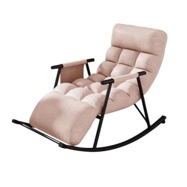 Imagem de FENOKD Cadeira de balanço poltrona reclinável com otomano para varanda à beira da piscina sala de estar azul claro confortável cadeira basculante para lazer e relaxamento (tamanho rosa único)