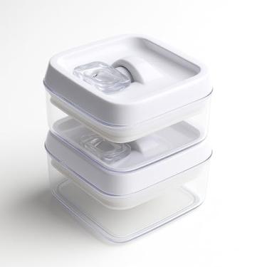 Imagem de Pote Hermético Cristal Para Cozinha 400g Transparente Com Tampa Branca 8cm x 12cm