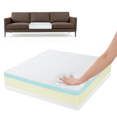 Imagem de BALAPET Almofada de sofá de substituição de espuma viscoelástica para estofamento, inserções de almofadas de sofá com camada de fibra de dácron, espuma de alta densidade envolvida com espuma de