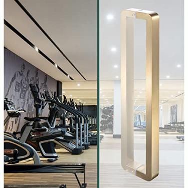 Imagem de Maçaneta de porta de vidro deslizante, puxador moderno de aço inoxidável para portas de celeiro com acessórios, ferragens de portão exterior interior para porta (ouro champanhe L 72,5 cm/28,5 pol.)