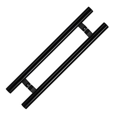Imagem de Puxador de porta grande push-pull, garagem de sala de lama de lobby, ferragens de portas de tubo redondo de aço inoxidável, puxador de porta ergonômico liso/preto fosco/60 cm/23,6 pol