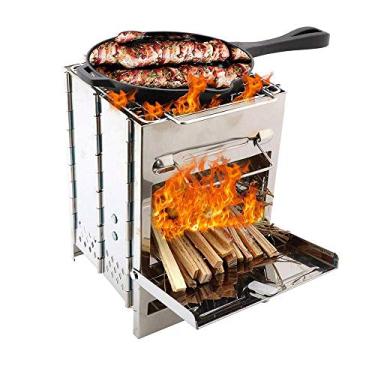 Imagem de YWangQiang Churrasqueira de aço inoxidável, dobrável, fogão leve e portátil para acampamento, cozinha para 1-3 pessoas, acampamento ao ar livre, festa 15152