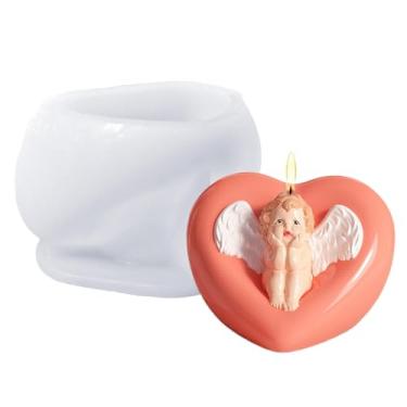 Imagem de Molde de coração amante de anjo, molde de anjo de coração antiaderente | Molde para fabricação de velas de festivais, decorações de festas, molde de de resina para homens, mulheres