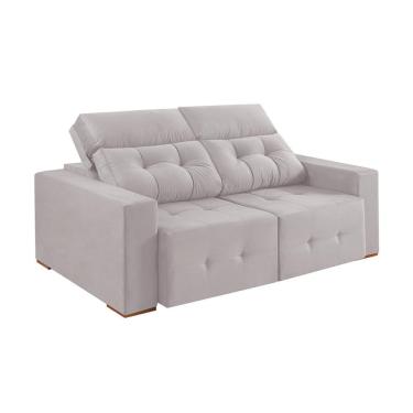 Imagem de Sofá 3 Lugares Retrátil e Reclinável Roma Veludo Prata 180 cm