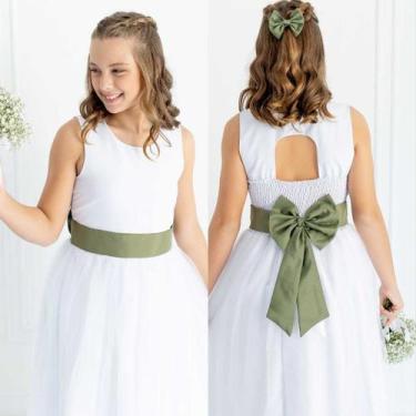 Imagem de Faixa e Laço OLIVA Infantil Prega Acessório Para Vestido Festa elegânc