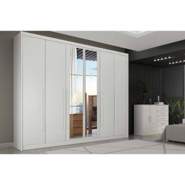 Imagem de Guarda Roupa Casal 6 Portas (2 C/ Espelho) E 6 Gavetas Bragança/coimbra Neve - Novo Horizonte