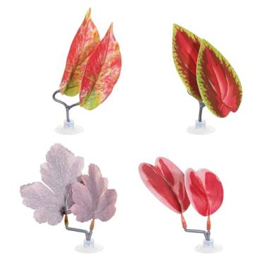 Imagem de Alrhso 4 peças de rede para peixes Betta, camas de plástico Betta, folhas beta com ventosas, pequenos acessórios de decoração para aquários