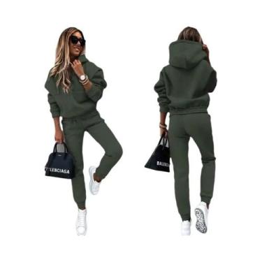 Imagem de Conjunto De Moletom Feminino Oversized De Inverno Em Duas Peças, Hoodi