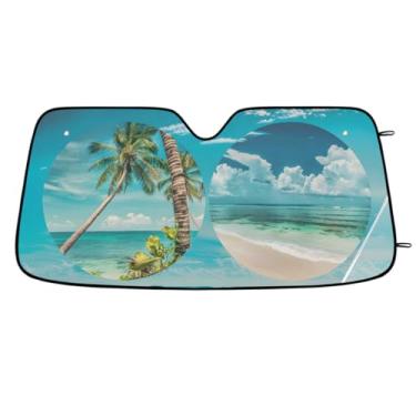 Imagem de Para-brisa dianteiro do carro, pára-sol, praia, planta, mar, dobrável, leve, janela, para-sol, proteção contra para-brisas, bloqueios de verão, raios UV, sol, mantém o carro fresco viseira de