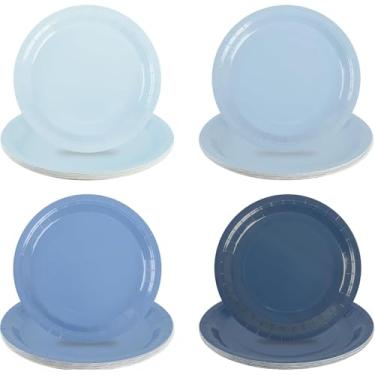 Imagem de IASINN Pacote com 48 pratos de papel de 17 cm, pratos de sobremesa descartáveis, pratos de jantar, pratos de papel de almoço, para Halloween, Ação de Graças, aniversário, casamento, chá de bebê