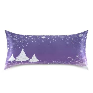 Imagem de Blueangle Fronha de cetim branca com árvores de Natal para cabelo e pele, fronha de seda, tamanho king (50,8 x 101,6 cm) - Capas de almofada de cetim refrescantes com fecho de envelope (428)