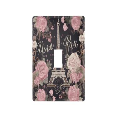 Imagem de Blueangle Capa para placa de parede para interruptor de luz - Flores Torre Eiffel Capa decorativa para tomada de parede, tamanho 1 - Faixa 4,53 x 2,76 polegadas (492)
