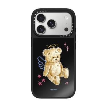 Imagem de CASETiFY Capa espelhada para iPhone 17 Pro [refletiva/compatível com Magsafe/1,5 m. 1X proteção contra quedas de grau militar] - Urso de pelúcia anjo - preto em preto
