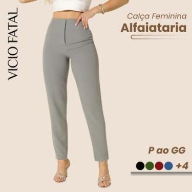 Imagem de Calça Feminina de Alfaiataria Reta Calça Social Básica Leve Fecho Discreto Elegante Cintura Alta-Feminino