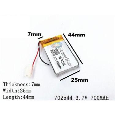 Imagem de Bateria 3,7v 700mah 7mm X 25mm X 44mm Com 2 Fios Nova - GENERICA