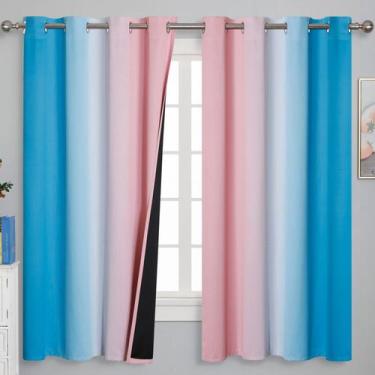 Imagem de Cortinas Estelar Textiler Ombre Total Blackout Rosa/Azul 160x160 cm
