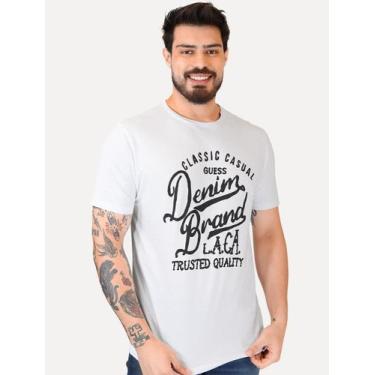 Imagem de Camiseta Guess Masculina Denim Trusted Branca Tamanho:S/P, S/P