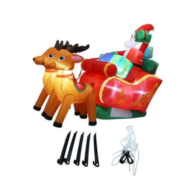 Imagem de oshhni Trenó inflável de Natal com Papai Noel e renas, decoração natalina e divertida à prova d'água para o jardim durante o inverno, 1.8 Milhões