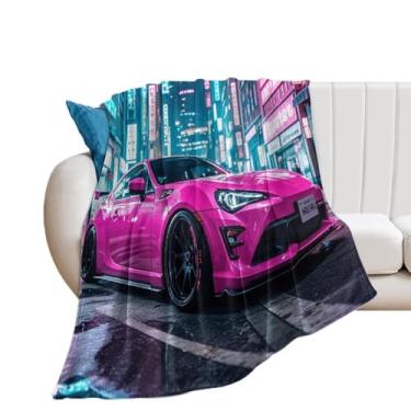 Imagem de HouLaiZhe Cobertor super macio de flanela Gt86 JDM carro esportivo neon noite leve cobertores refrescantes para sofá-cama cadeira sofá carro viagem ao ar livre leve quente 127 x 152 cm