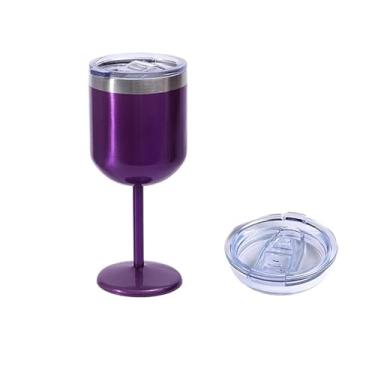 Imagem de Taça Copo Térmico De Aço Inoxidável 2 Em 1 600ML /Vinho Removível/Para Bebidas E Drinks Gin Vinho(Roxo)
