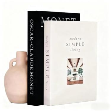 Imagem de Xydedoing Livros decorativos para decoração de casa, 2 peças de livro falso minimalista moderno para decoração de casa, decoração de mesa de café, acento estético de sala de estar (E2)