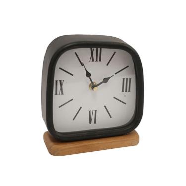 Imagem de Relógio de Mesa em Alumínio e Madeira Preto 18cm FM0297 BTC