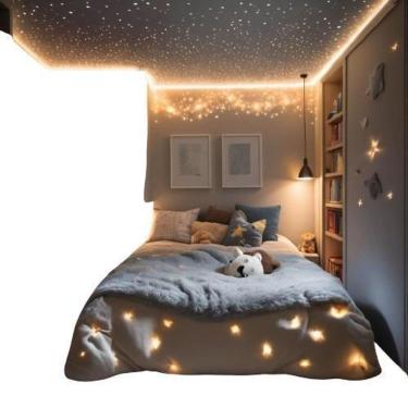 Imagem de Kit Fibra Ótica Estrelado Colorido Rgb Fino 500 Pontos Teto