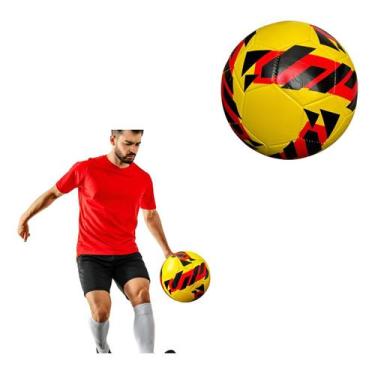 Imagem de Bola De Futebol Amarela e Vermelha society futevolei praia - Generica