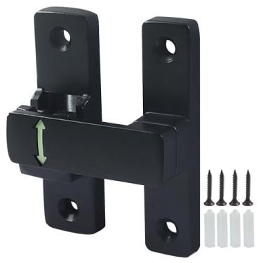 Imagem de LDEXIN Trava dobrável de 90/180 graus, fechadura de porta de celeiro deslizante resistente para portão, celeiro, garagem, jardim, cerca, galpão, janela, armário, preto