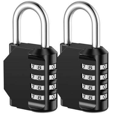 Imagem de Puroma Fechadura de combinação, pacote com 2, 4 dígitos, à prova d'água, cadeado seguro ao ar livre para armários de academia, caixas de ferramentas, portões, cercas, armazenamento, armário esportivo