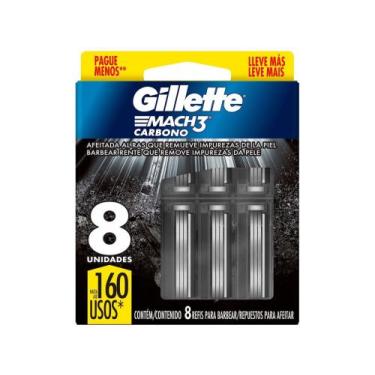 Imagem de Carga para Aparelho de Barbear Gillette Mach3 Carbono 8 Unidades