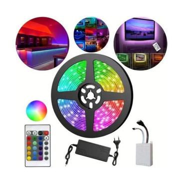 Imagem de Fita Led 5050 Rgb Com Silicone Fonte E Controle De Cores 5M