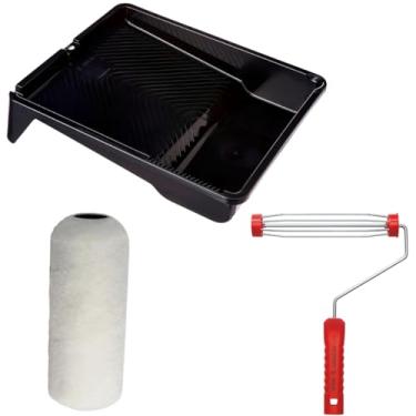 Imagem de Rolo de Pele de Carneiro 23cm + Suporte Garfo 23cm Sem Rosca + Bandeja Para Pintura 2,7L