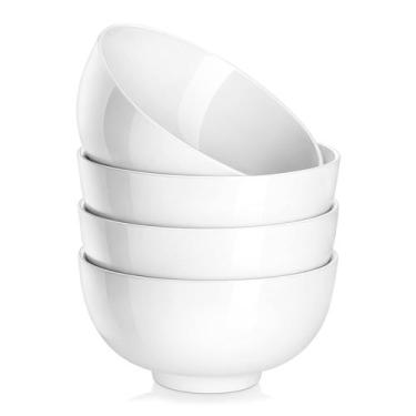 Imagem de Taças de sopa MALACASA, porcelana branca, cerâmica, 770 ml, conjunto d